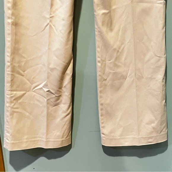 Oscar by Oscar De La Renta Flat Front Cotton Straight Leg Cream w Pink Hue Sz 14 - Picture 6 of 11